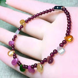 Garnet Tourmaline Bead Bracelet Vintage Women Jewelry