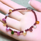Garnet Tourmaline Bead Bracelet Vintage Women Jewelry