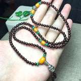 Garnet Stone Crystal Bracelet Necklace Buddha Beads Multilayer Jewelry