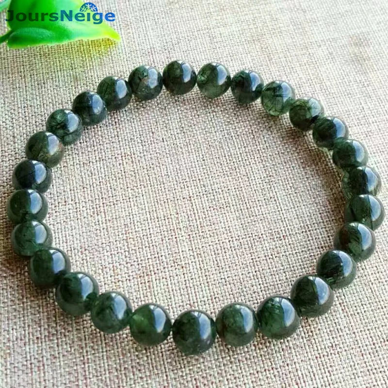 Green Hair Crystal Bracelets 6mm Beads Clear Crystal Women Men Stone Bracelet