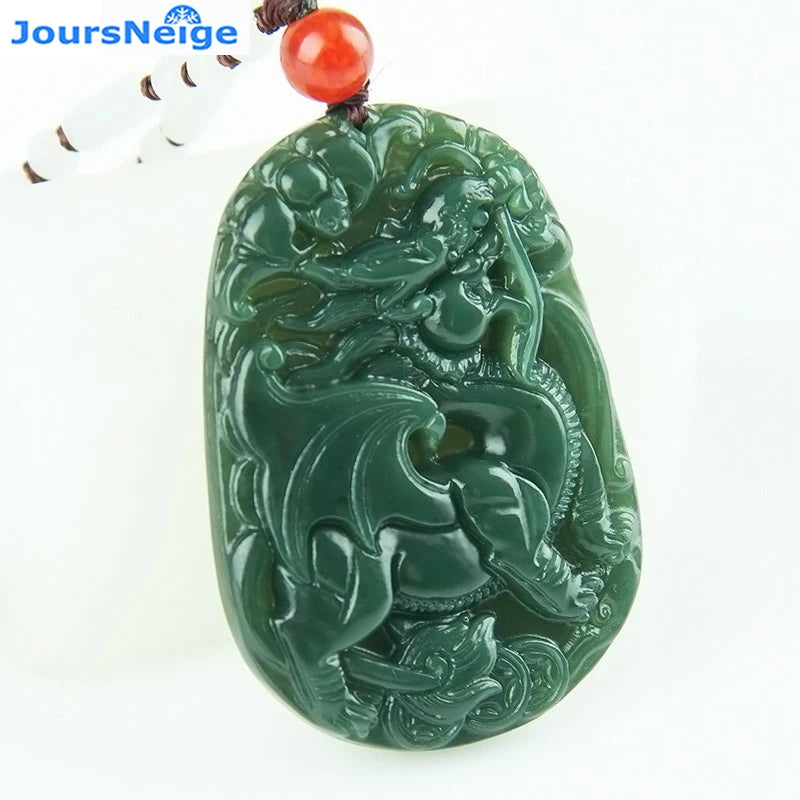 Green Stone Unicorn Pendant for Jewelry Accessories
