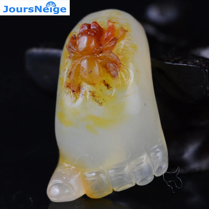 Huang Long Stone Foot Pendant Necklace Fine Carving Jewelry