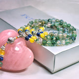 Green Grass Crystal Bracelet with Tassel Pendant - Multilayer Jewelry