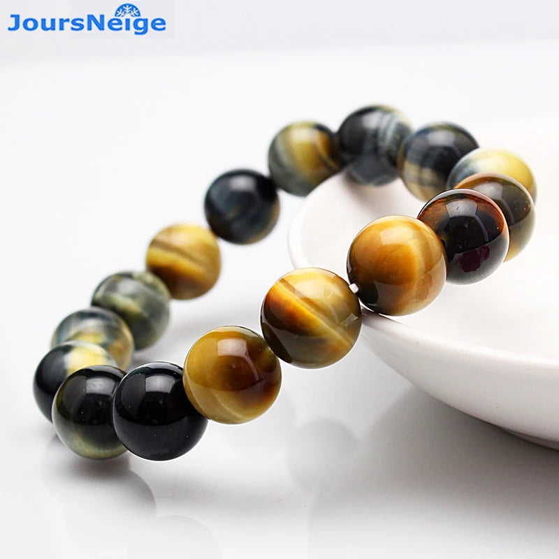 Multi-Color Tiger Eye Stone Bracelet 8mm Beads Crystal Lucky Men Women Jewelry