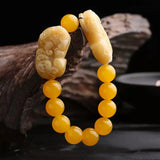 Natural Yellow Stone Double PiXiu Chalcedony Bracelet