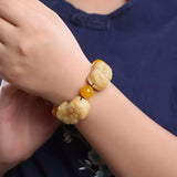 Natural Yellow Stone Double PiXiu Chalcedony Bracelet