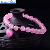Pink Chalcedony Crystal Bracelet 10mm Beads Corundum Pendant Single Lap Jewelry
