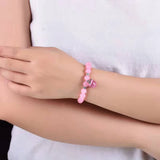 Pink Chalcedony Crystal Bracelet 10mm Beads Corundum Pendant Single Lap Jewelry