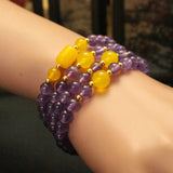 Purple Crystal Bracelet with Yellow Crystal Beads