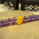 Purple Crystal Bracelet with Yellow Crystal Beads