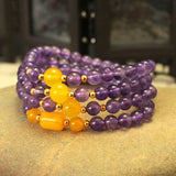 Purple Crystal Bracelet with Yellow Crystal Beads