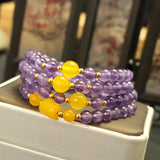 Purple Crystal Bracelet with Yellow Crystal Beads