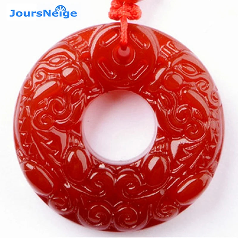 Red Crystal Pendant Double Brave Troops National Wind Red Rope Necklace