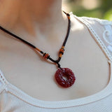Red Crystal Pendant Double Brave Troops National Wind Red Rope Necklace