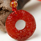 Red Crystal Pendant Double Brave Troops National Wind Red Rope Necklace