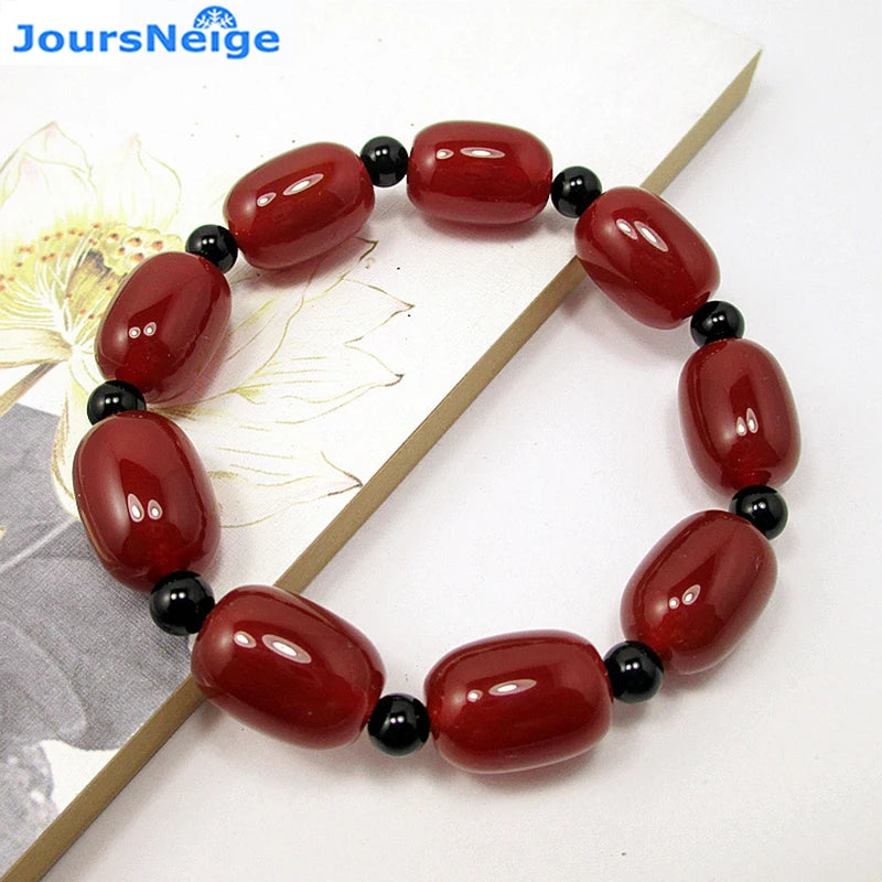 Red Stone Tube Beads Bracelet Crystal Buddha Jewelry
