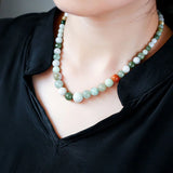 Natural Stone Necklace Round Beads Tower Chain Lucky Mother Jewelry