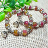 Watermelon Chalcedony Bracelet 10mm Beads Tibetan Silver Gift