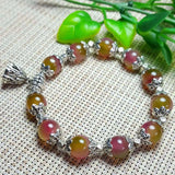 Watermelon Chalcedony Bracelet 10mm Beads Tibetan Silver Gift