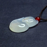 Natural Chalcedony Fox Pendant Women Men Jewelry