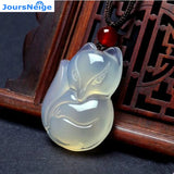 Natural Chalcedony Fox Pendant Women Men Jewelry