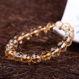 Yellow Crystal Bracelet 10mm Beads Lucky Women