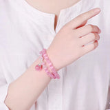Pink Cat Eye Stone Bracelet with Ball Pendant