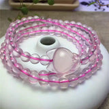 Pink Natural Crystal Bracelets 6mm Round Beads With Crystal Fox Bracelets