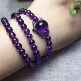 Pink Natural Crystal Bracelets 6mm Round Beads With Crystal Fox Bracelets