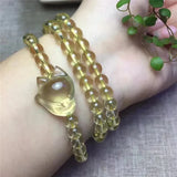 Pink Natural Crystal Bracelets 6mm Round Beads With Crystal Fox Bracelets