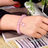 Pink Crystal Bracelet 10mm Beads with Fox Pendant