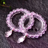 Pink Crystal Bracelet 10mm Beads with Fox Pendant