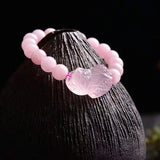 Pink Natural Crystal Bracelets with PiXiu Pendant