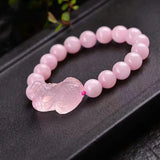 Pink Natural Crystal Bracelets with PiXiu Pendant