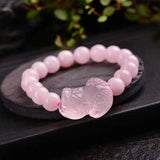 Pink Natural Crystal Bracelets with PiXiu Pendant