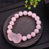 Pink Natural Crystal Bracelets with PiXiu Pendant