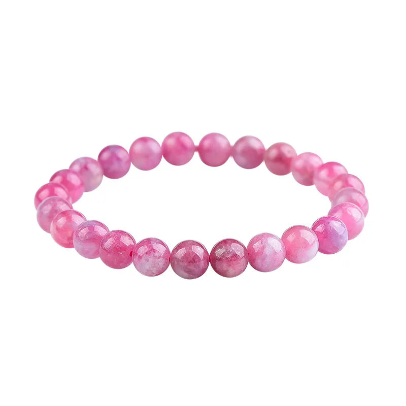 Plum Blossom Red Tourmaline Stone Bracelet for Women Girl Gift
