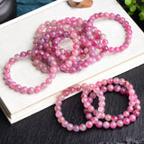 Plum Blossom Red Tourmaline Stone Bracelet for Women Girl Gift