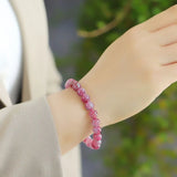 Plum Blossom Red Tourmaline Stone Bracelet for Women Girl Gift