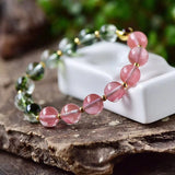 Green Ghost Watermelon Crystal Bracelet Red Chalcedony Bead Women Jewelry