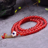 Red Crystal Bracelet 6mm Beads Shell Pendant for Women