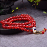 Red Crystal Bracelet 6mm Beads Shell Pendant for Women