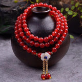 Red Crystal Bracelet 6mm Beads Shell Pendant for Women