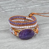 Boho Leather Wrap Bracelet Stone Cuff Vintage Bohemia Jewelry