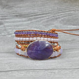 Boho Leather Wrap Bracelet Stone Cuff Vintage Bohemia Jewelry