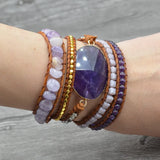 Boho Leather Wrap Bracelet Stone Cuff Vintage Bohemia Jewelry
