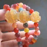 YinYuan Natural Crystal Bracelet Flower Beaut Single Lap Jewelry