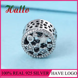 Winter Christmas Stars Stone Bead Charm Silver 925 Bracelet