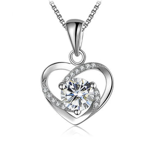1CT Moissanite Heart Necklace S925 Silver Diamond Pendant