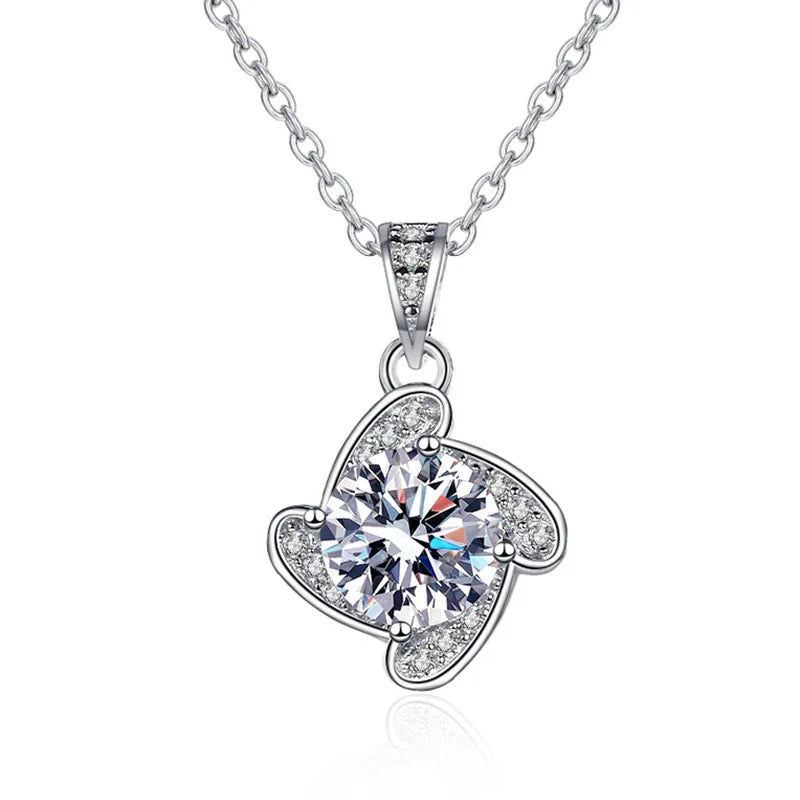 JoyceJelly 1ct 8 Hearts & 8 Arrows Moissanite Necklace S925 Sterling Silver